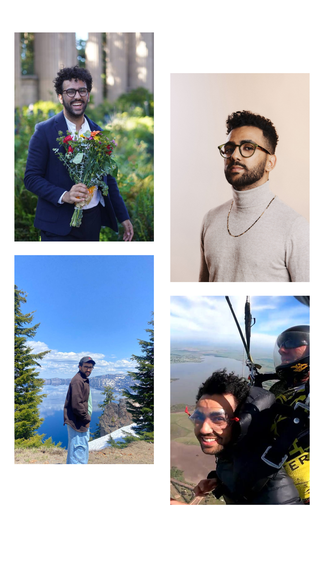 Photos of Gabriel doing different activities